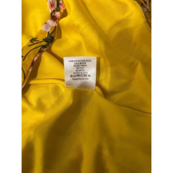 Miami Womens Floral High Low Yellow Maxi Dress Sz M Y2K Cottagecore Garden Party - Picture 7 of 10